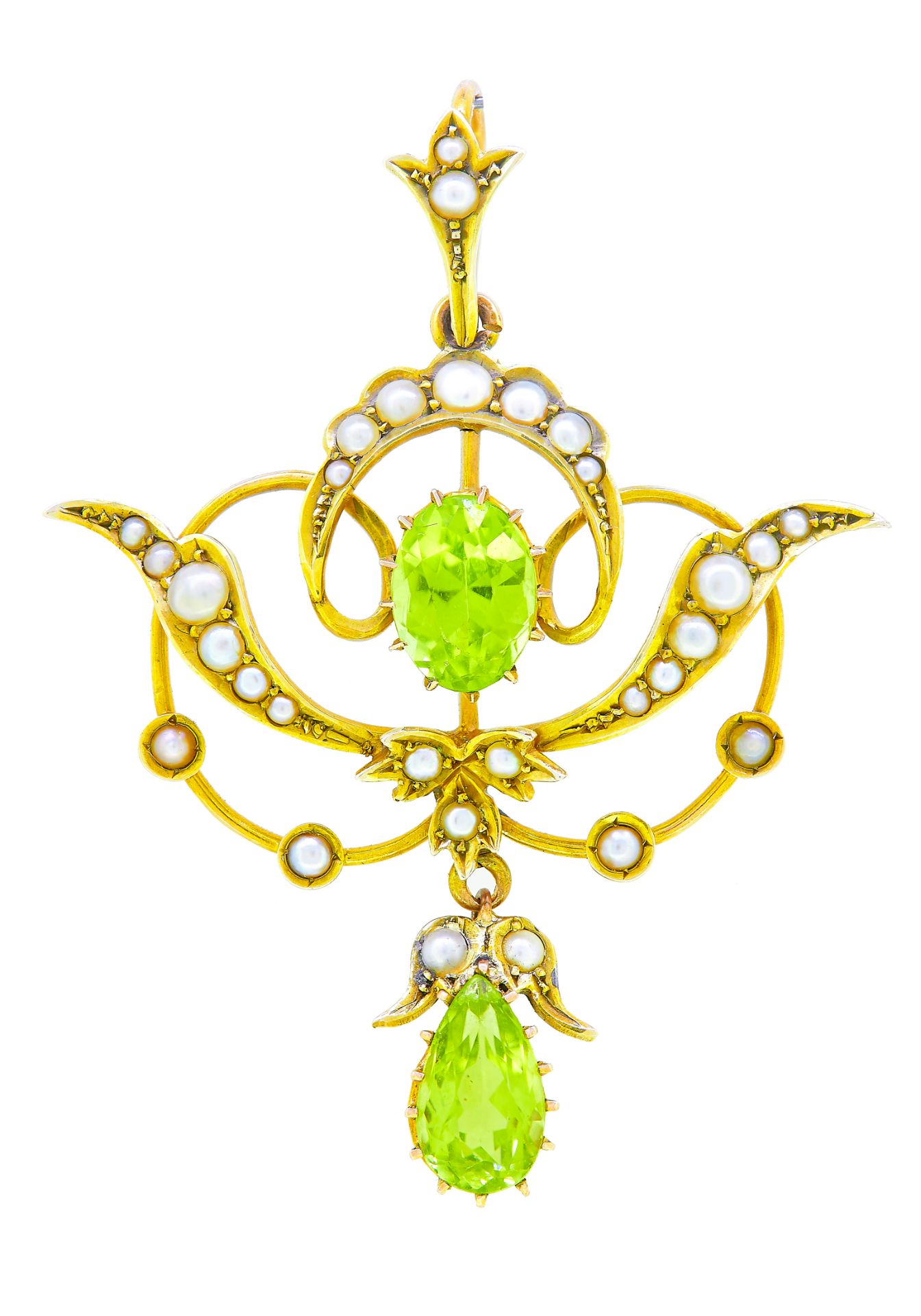 ANTIQUE VICTORIAN PEARL AND PERIDOT PENDANT