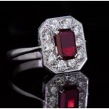 RUBY AND DIAMOND CLUSTER RING