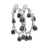 PAIR OF BLACK DIAMOND HOOP EARRINGS