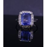 SAPPHIRE AND DIAMOND CLUSTER RING