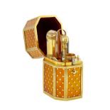 IMPORTANT ENAMEL AND GOLD TRAVEL SEWING ETUI.