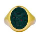 CARVED BLOODSTONE INTAGLIO RING