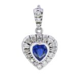 BLUE SAPPHIRE AND DIAMOND HEART PENDANT