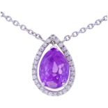 AMETHYST AND DIAMOND PENDANT