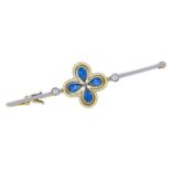 EDWARDIAN ENAMEL,BLUE SAPPHIRE AND DIAMOND BROOCH