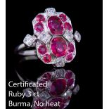 IMPORTANT BURMA RUBY AND DIAMOND RING