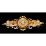 ANTIQUE VICTORIAN DIAMOND AND PEARL BROOCH