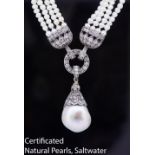 IMPORTANT NATURAL SALTWATER PEARL DROP NECKLACE