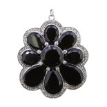 ONYX AND DIAMOND BROOCH