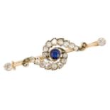 ANTIQUE SAPPHIRE AND DIAMOND BAR BROOCH