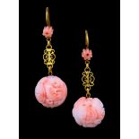 PAIR OF CORAL ROP EARRINGS