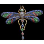 MULTI GEM DRAGONFLY BROOCH