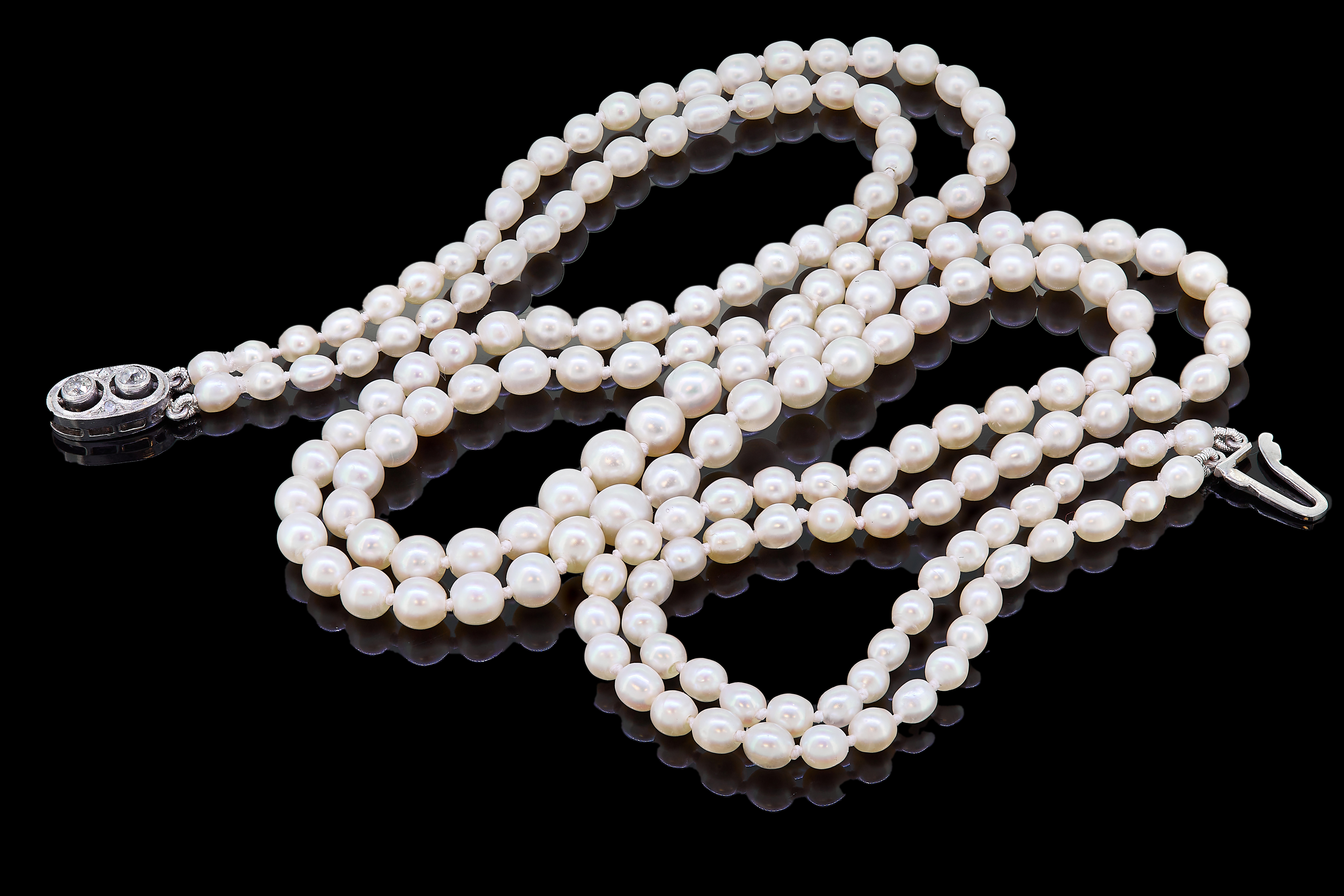 IMPORTANT CERTIFICATED NATURAL SALTWATER PEARL DOUBLE ROW NECKLACE - Image 2 of 3