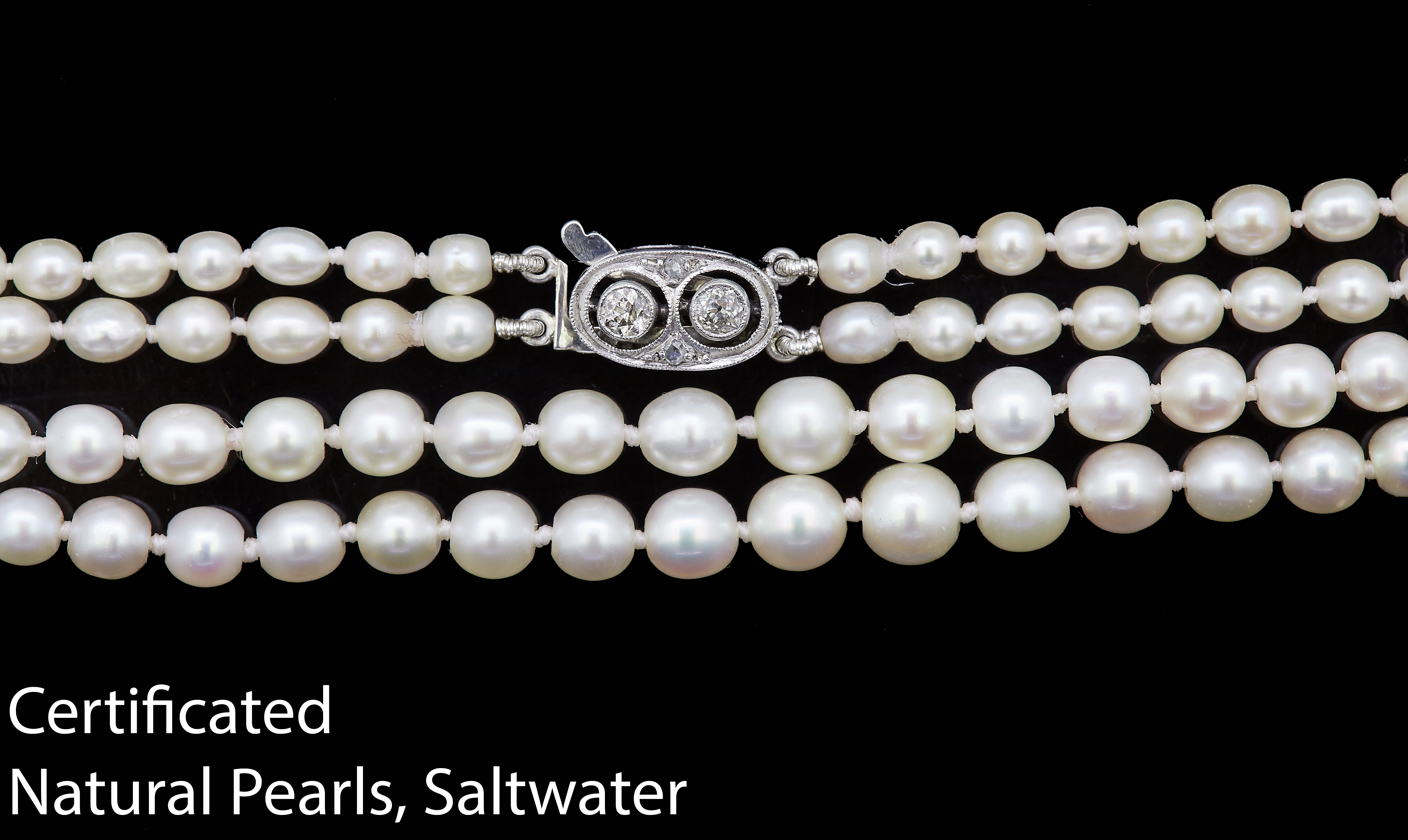 IMPORTANT CERTIFICATED NATURAL SALTWATER PEARL DOUBLE ROW NECKLACE