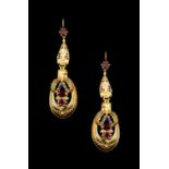 PAIR OF ANTIQUE VICTORIAN GARNET DROP EARRINGS