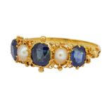 ANTIQUE SAPPHIRE AND DIAMOND RING