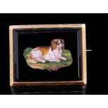 ANTIQUE MICRO MOSAIC DOG BROOCH