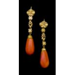 PAIR OF AMBER DROP EARRINGS