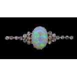 ANTIQUE OPAL AND DIAMOND BROOCH