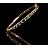 SAPPHIRE AND DIAMOND HINGED BANGLE