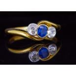 SAPPHIRE AND DIAMOND 3-STONE RING