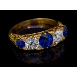 SAPPHIRE AND DIAMOND 5-STONE RING