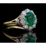 EMERALD AND DIAMOND CLUSTER RING