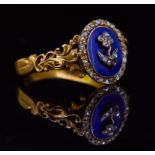 ANTIQUE ENEMAL AND DIAMOND RING