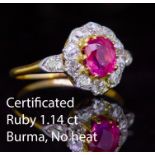 RUBY AND DIAMOND CLUSTER RING