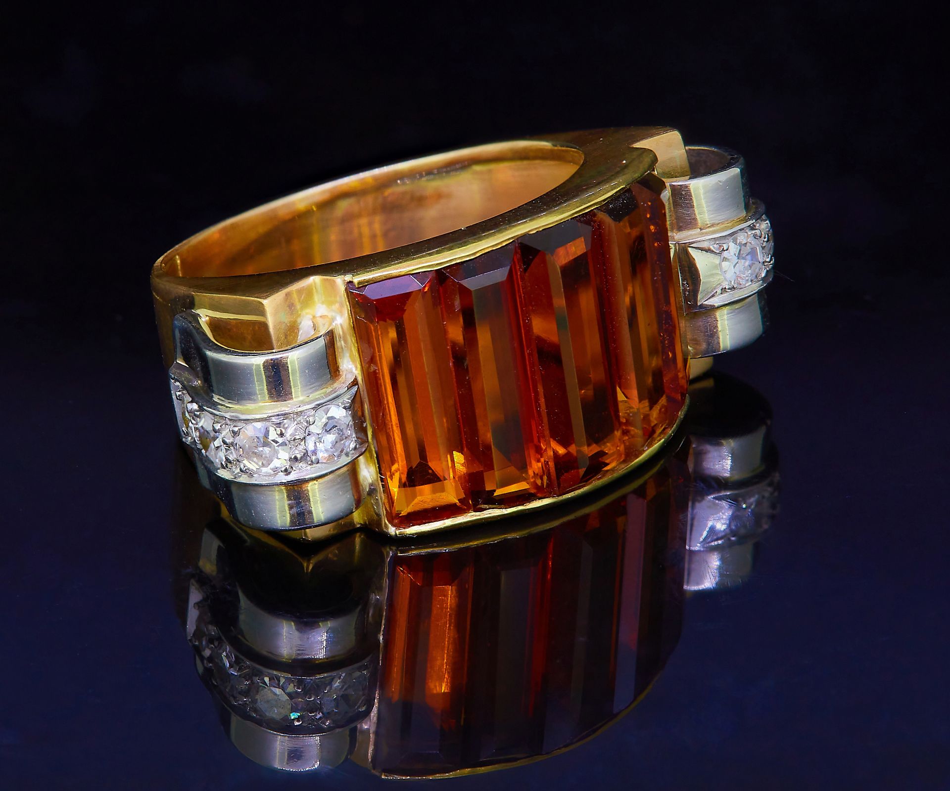 CITRINE AND DIAMOND DRESS RING