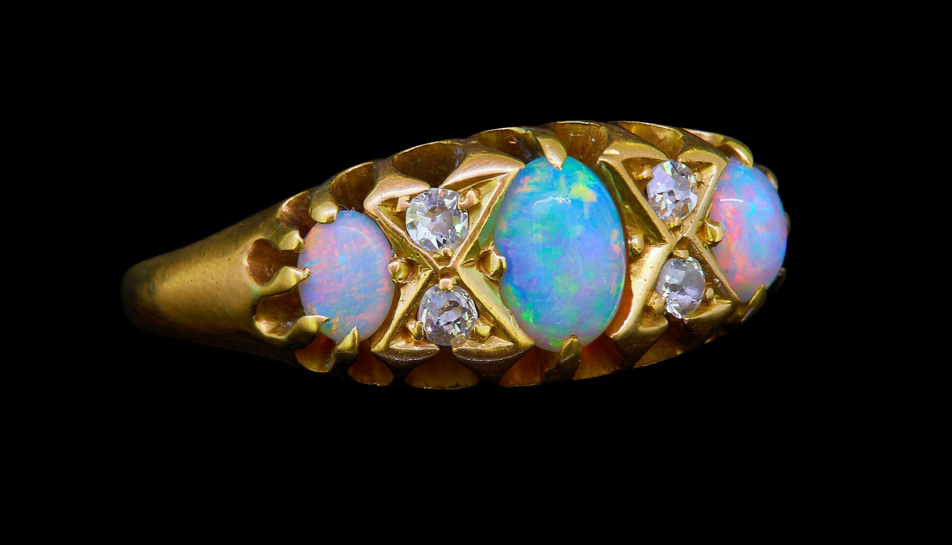 ANTIQUE OPAL AND DIAMOND DRESS RING