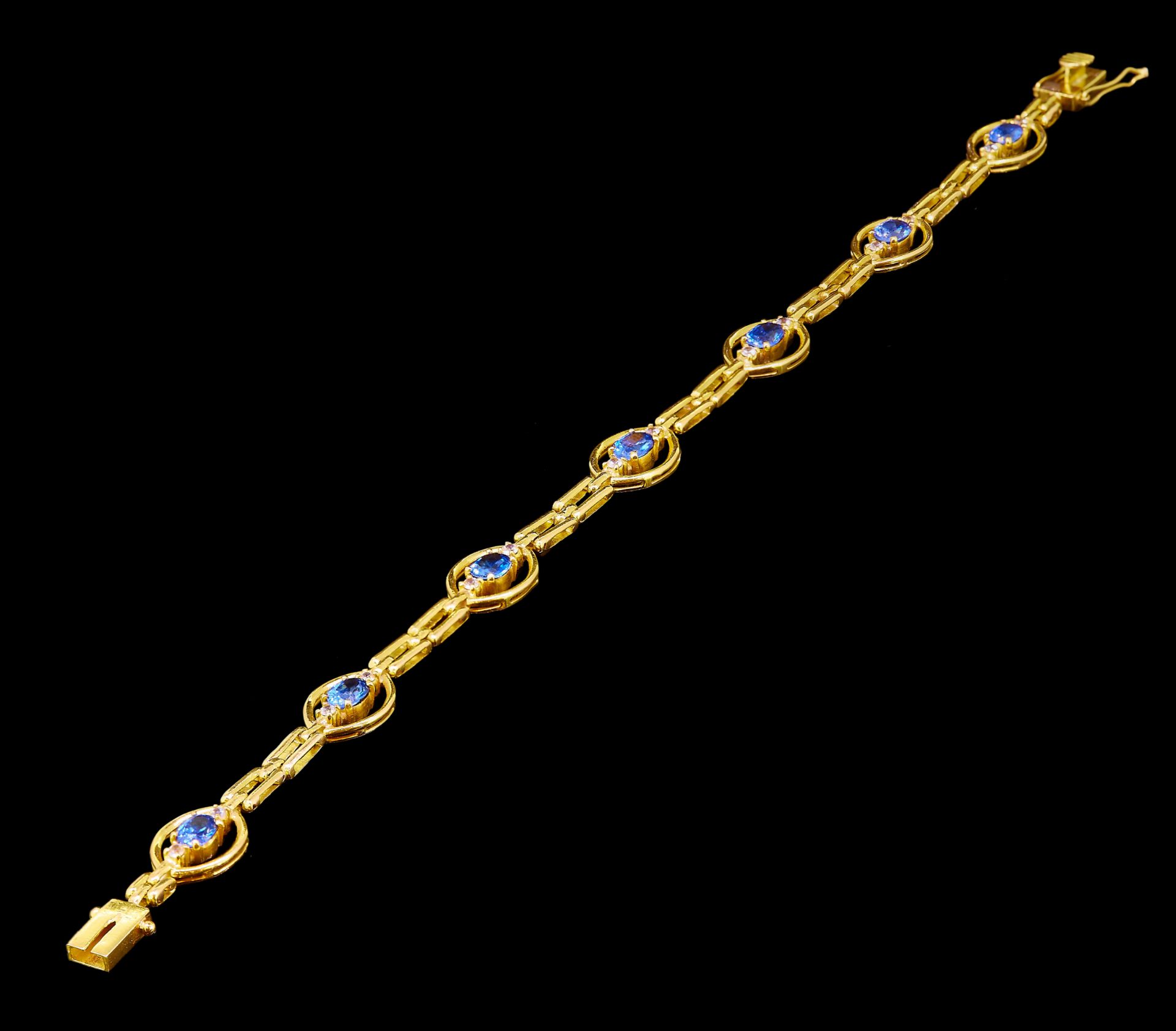 SAPPHIRE AND DIAMOND LINK BRACELET - Image 2 of 2