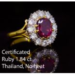 RUBY AND DIAMOND CLUSTER RING