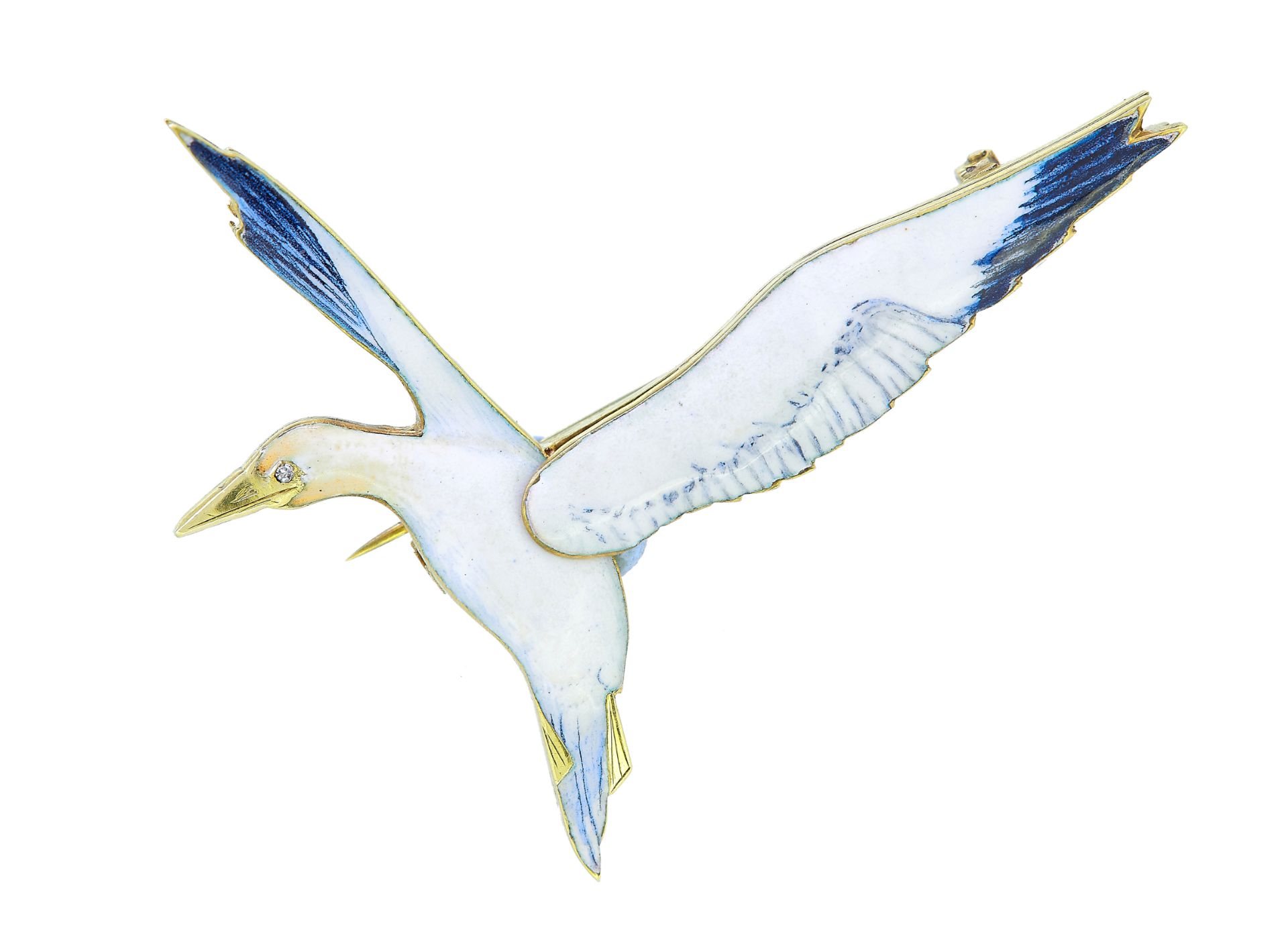 ENAMELED SEAGULL BROOCH