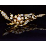 ANTIQUE PEARL AND DIAMOND SPRAY BROOCH