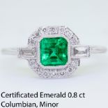 EMERALD AND DIAMOND CLUSTER RING