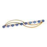 SAPPHIRE AND DIAMOND BAR BROOCH