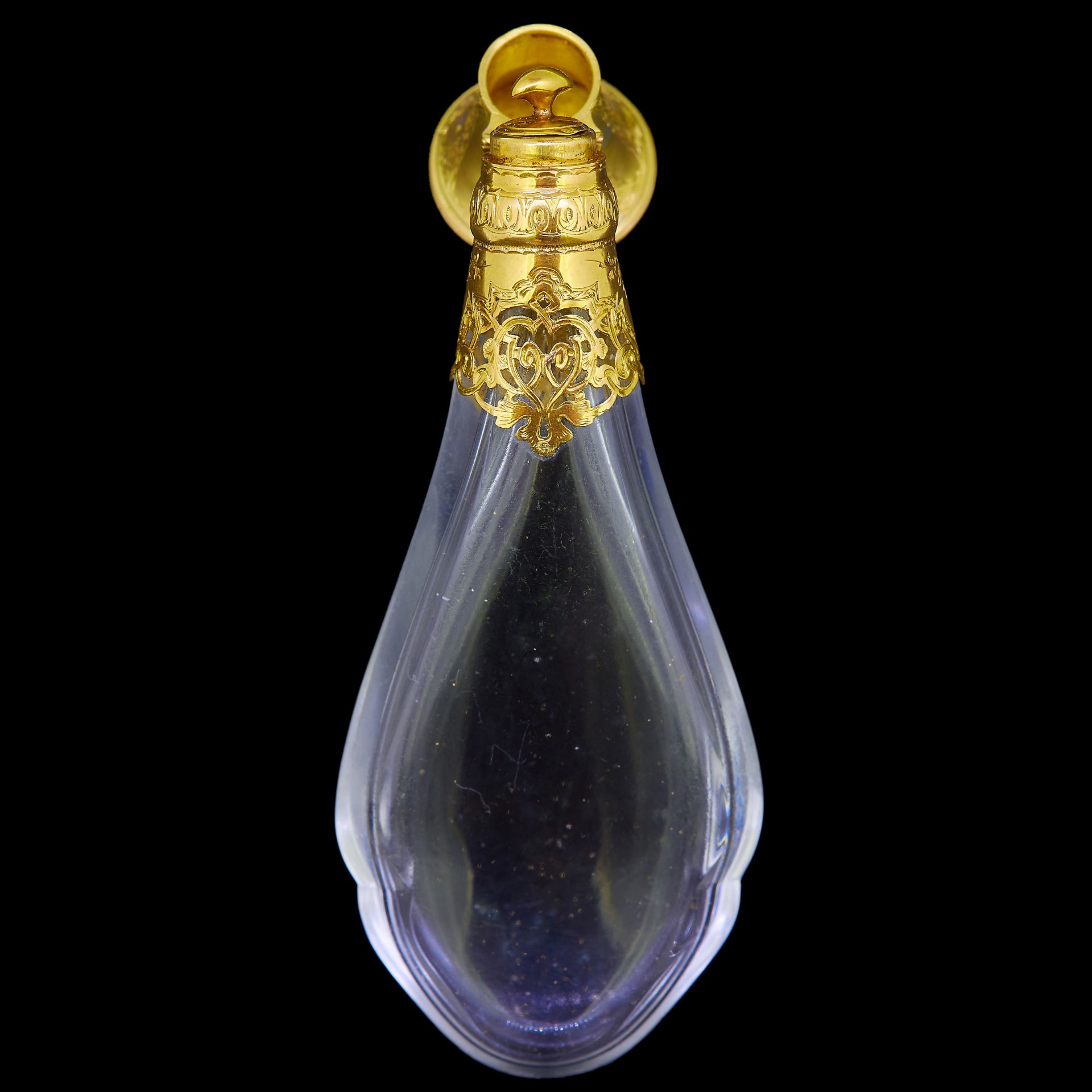 ANTIQUE ROCK CRYSTAL AND GOLD PERFUM BOTTLE - Image 2 of 2