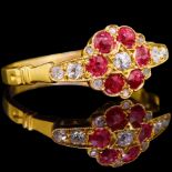 RUBY AND DIAMOND CLUSTER RING