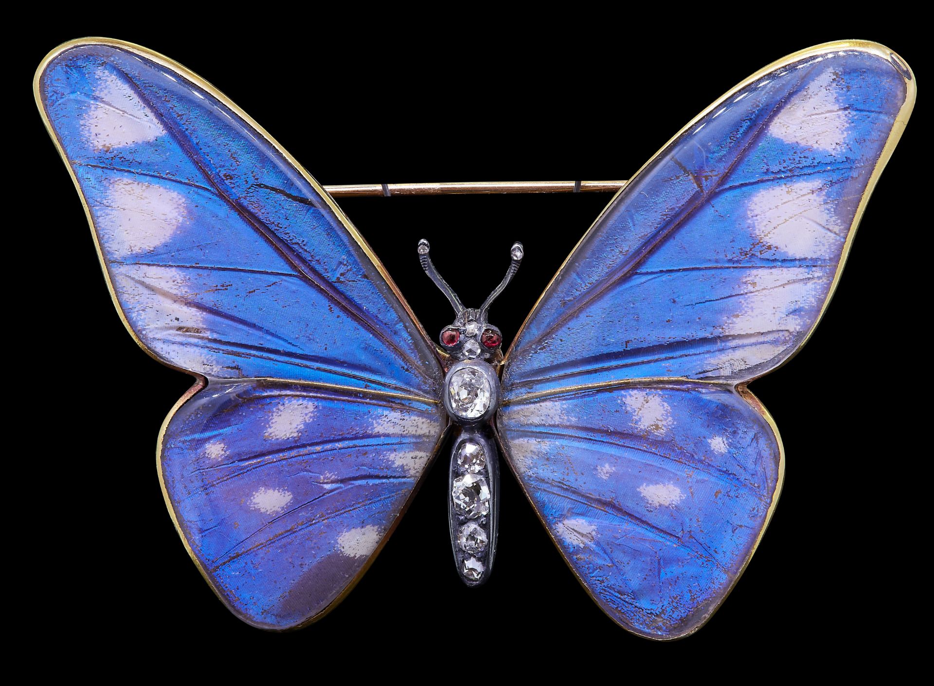 RARE ANTIQUE BUTTERFLY WING BROOCH