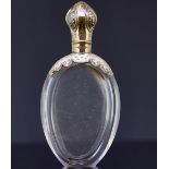 ANTIQUE VICTORIAN ROCK CRYSTAL PERFUME BOTTLE WITH GOLD MOUNTS