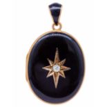 ANTIQUE VICTORIAN DIAMOND AND ENAMEL LOCKET PENDANT