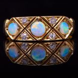 ANTIQUE OPAL AND DIAMOND DRESS RING