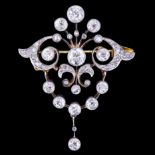 ANTIQUE BELLE-EPOQUE DIAMOND DROP BROOCH