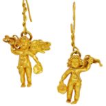 RARE PAIR OF ANCIENT CHERUB EARRINGS, PRESUMABLY HELLENISTIC