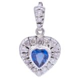 BLUE SAPPHIRE AND DIAMOND HEART PENDANT