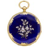 J. Badollet, ANTIQUE VICTORIAN ENAMEL AND DIAMOND POCKET WATCH.