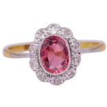 SPINEL AND DIAMOND CLUSTER RING