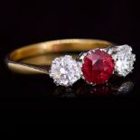 RUBY AND DIAMOND 3-STONE RING