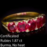 CERTIFICATED BURMA RUBY AND DIAMOND 5-STONE DRESS RING